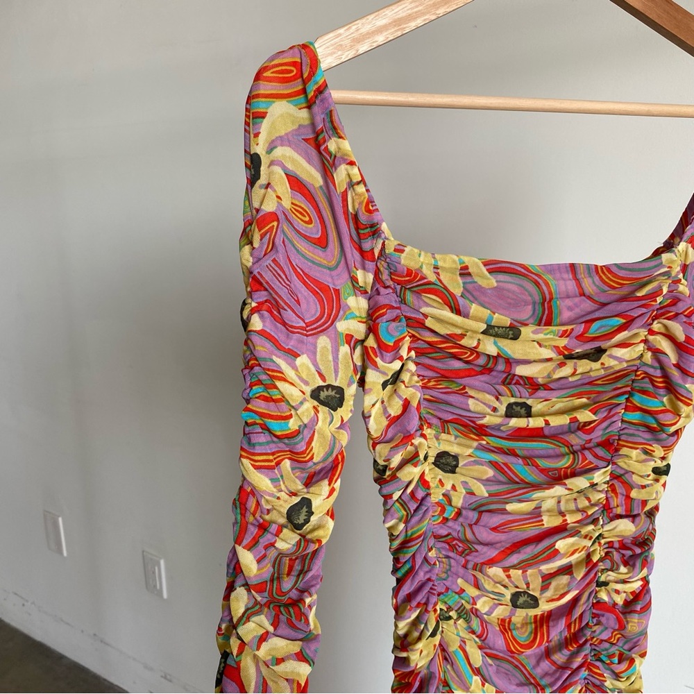 NWT Rhode Simona Ruched Bodycon Dress in Pink Floral Trip Sz Small - Picture 5 of 9